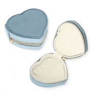 Caja de joyería para viaje corazón Gris azulado