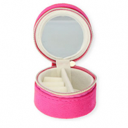 Caja de joyería para viaje con espejito redondos Rosa hot