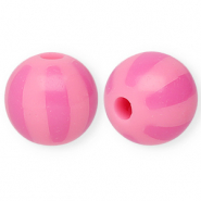 Abalorios acrílicos 12 mm con rayas Rosado claro-rosado
