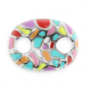 Fornituras Acero Inox entrepieza óvalo con mosaico Plateado-multicolor