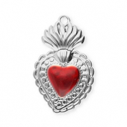 Colgantes Acero Inox corazón Plateado-rojo