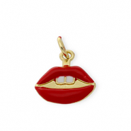 Metal TQ latón colgante kiss Dorado-rojo-blanco