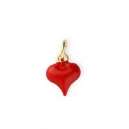 Metal TQ latón colgante corazón Dorado-rojo
