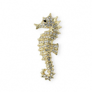 Broches caballito de mar con strass Dorado-cristal-negro