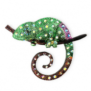 Broches camaleón con strass Dorado-verde-púrpura-marrón