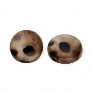 Abalorios acr&iacute;lico rondeles con estampado leopardo Marr&oacute;n transparente-marr&oacute;n oscuro