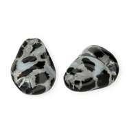 Abalorios acr&iacute;lico gota con estampado leopardo Transparente-negro
