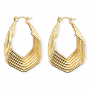 Pendientes Acero Inox criollas hex&aacute;gono Dorado