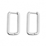 Pendientes Acero Inox criollas rect&aacute;ngulo Plateado