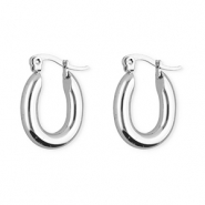 Pendientes Acero Inox criollas &oacute;valo Plateado