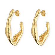 Pendientes Acero Inox &oacute;valo Dorado