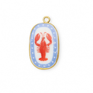 Colgantes de cer&aacute;mica &oacute;valo con c&aacute;ncer Dorado-blanco-azul-rojo