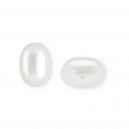 Imitación de perlas de agua dulce óvalo agujero de enfilado vertical Blanco