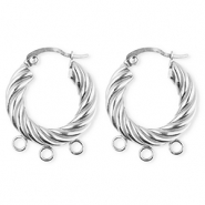 BY31&reg; Fornituras Acero Inox pendientes espiral&nbsp;con 3 anillas Plateado