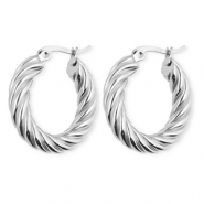 BY31&reg; Pendientes Acero Inox criollas espiral Plateado