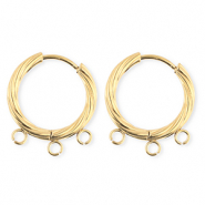 BY31&reg; Fornituras Acero Inox pendientes espiral&nbsp;con 3 anillas Dorado