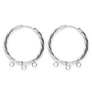 BY31&reg; Fornituras Acero Inox pendientes espiral&nbsp;con 3 anillas Plateado