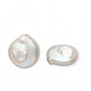 Perlas de agua dulce imperfectas moneda Blanco natural