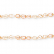 Perlas de agua dulce imperfectas grano de arroz 4-7x4-5mm Rosa melocot&oacute;n