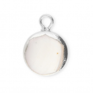 Perlas de agua dulce imperfectas colgante redondo Plateado-blanco natural