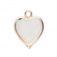 Perlas de agua dulce imperfectas colgante coraz&oacute;n Dorado-blanco natural
