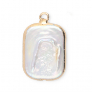 Perlas de agua dulce imperfectas colgante rect&aacute;ngulo Dorado-blanco natural