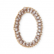 Colgantes faceteados &oacute;valo Marr&oacute;n taupe-revestimiento pearl shine-dorado