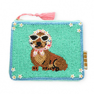 BY31® Neceser perrito salchicha con flores Verde menta-marrón-azul claro-rosa-blanco