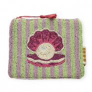 BY31® Neceser concha con perla Verde pastel-lila-berenjena-blancuzco-blanco