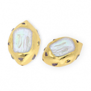 Perlas de agua dulce statement TQ amatista orgánica Dorado- blanco natural