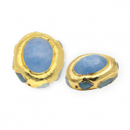 Piedras naturales statement aguamarina ovaladas Dorado-azul