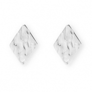 Fornituras Acero Inox pendientes rombo con anilla Plateado