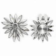 Cubrebotones flor Plateado-cristal