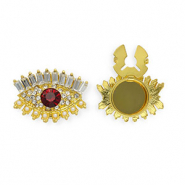 Cubrebotones ojo con strass y imitaci&oacute;n de perlas Dorado-rojo-cristal-blanco
