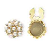 Cubrebotones con strass y imitaci&oacute;n de perlas Dorado-blanco