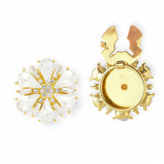 Cubrebotones flor con strass Dorado-cristal