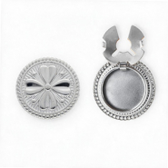 Cubrebotones Acero Inox redondos con tr&eacute;bol Plateado