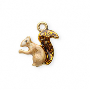 Colgantes Acero Inox con esmalte ardilla Dorado-marrón
