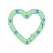 Fornituras coloridas anilla de llavero corazón Verde-azul
