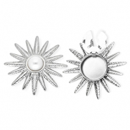 Cubrebotones Acero Inox sol con imitación de perla Plateado-blanco