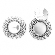 Cubrebotones Acero Inox redondos con imitación de perla Plateado-blanco