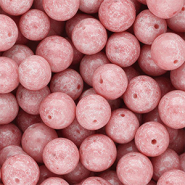 Abalorios de vidrio 12 mm Rosa vintage-blanco