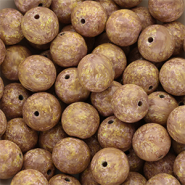 Abalorios de vidrio 12 mm Marr&oacute;n claro-amarillo-blanco