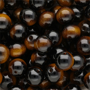 Abalorios de vidrio 12 mm Negro-amarillo &aacute;mbar