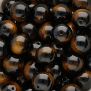 Abalorios de vidrio 14 mm Negro-amarillo &aacute;mbar