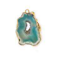 Colgante de piedra natural Ágata Azul verdoso-dorado