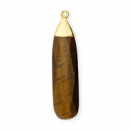 Colgante de piedra natural Ojo de tigre gota Marrón dorado-dorado