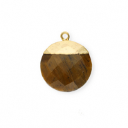 Colgante de piedra natural Ojo de tigre redondos Marrón dorado-dorado