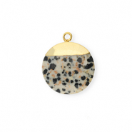 Colgante de piedra natural Jaspe Dálmata redondos Greige-negro-dorado
