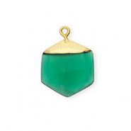 Colgante de piedra natural Calcedonia hexágono Verde esmeralda-dorado